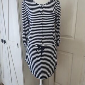 St. Tropez Blue and White Dolman Sleeve Midi Dress Sz S